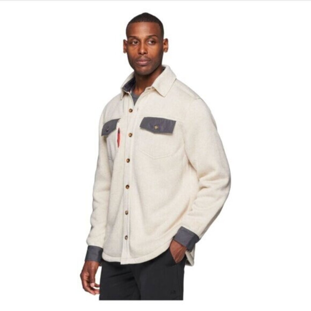 Avalanche Kilkenny Sherpa Lined Cream and Gray Shirt Jacket Shacket